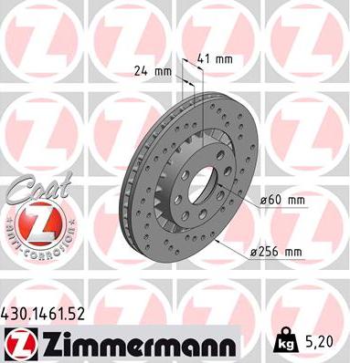 Zimmermann 430.1461.52 - Brake Disc autospares.lv