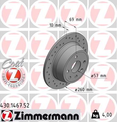 Zimmermann 430.1467.52 - Brake Disc autospares.lv