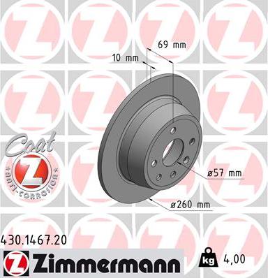 Zimmermann 430.1467.20 - Brake Disc autospares.lv