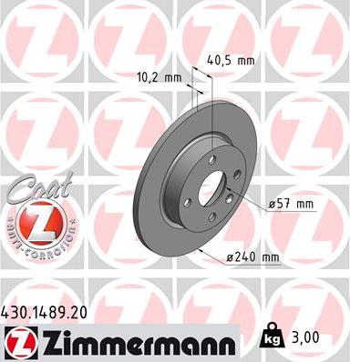 Zimmermann 430.1489.20 - Brake Disc autospares.lv