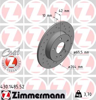 Zimmermann 430.1485.52 - Brake Disc autospares.lv