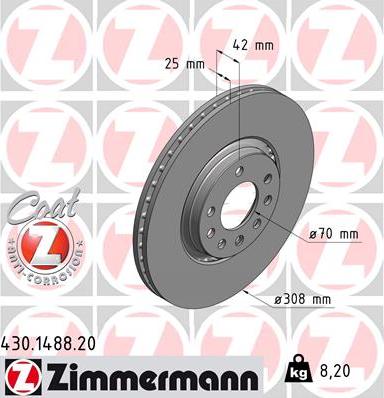 Zimmermann 430.1488.20 - Brake Disc autospares.lv