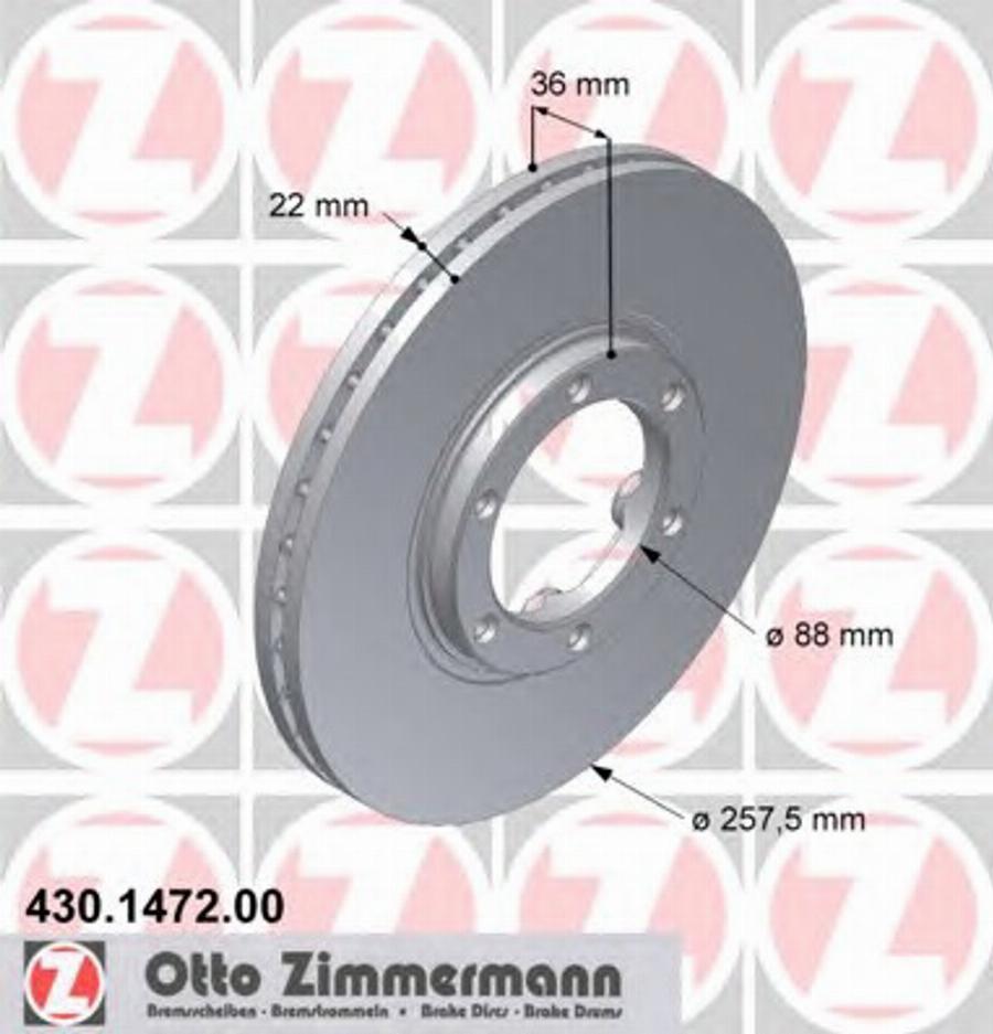 Zimmermann 430.1472.00 - Brake Disc autospares.lv