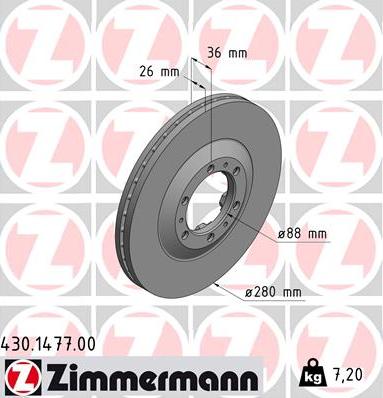 Zimmermann 430.1477.00 - Brake Disc autospares.lv