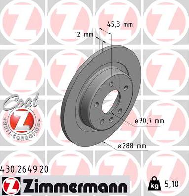 Zimmermann 430.2649.20 - Brake Disc autospares.lv