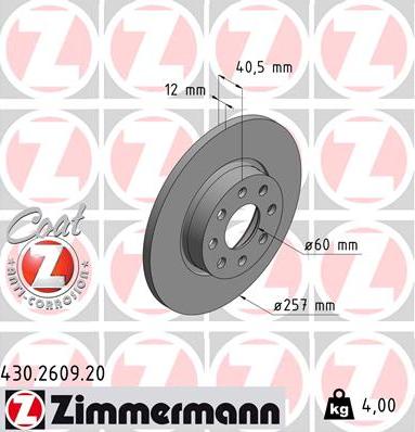 Zimmermann 430.2609.20 - Brake Disc autospares.lv