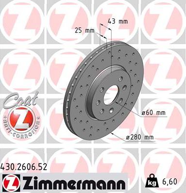 Zimmermann 430.2606.52 - Brake Disc autospares.lv