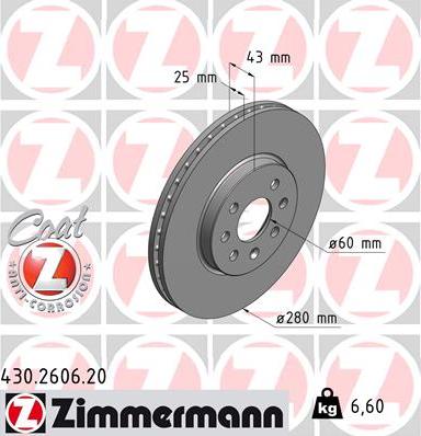 Zimmermann 430.2606.20 - Brake Disc autospares.lv