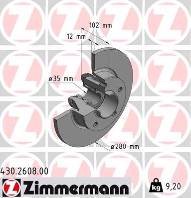 Zimmermann 430.2608.00 - Brake Disc autospares.lv