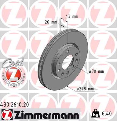 Zimmermann 430.2610.20 - Brake Disc autospares.lv