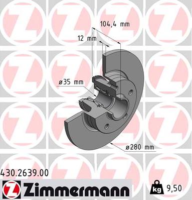 Zimmermann 430.2639.00 - Brake Disc autospares.lv