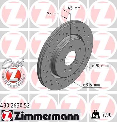 Zimmermann 430.2630.52 - Brake Disc autospares.lv