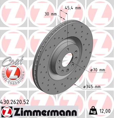 Zimmermann 430.2620.52 - Brake Disc autospares.lv