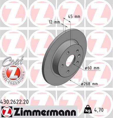 Zimmermann 430.2622.20 - Brake Disc autospares.lv