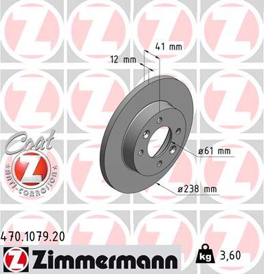 Zimmermann 470.1079.20 - Brake Disc autospares.lv