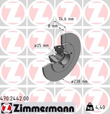 Zimmermann 470.2442.00 - Brake Disc autospares.lv