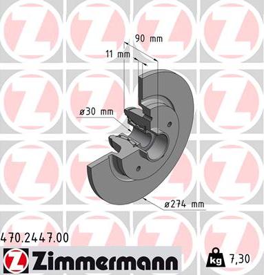 Zimmermann 470.2447.00 - Brake Disc autospares.lv