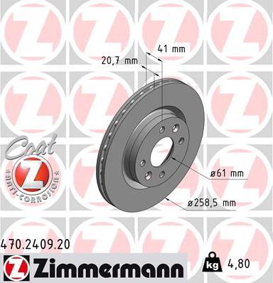 Zimmermann 470.2409.20 - Brake Disc autospares.lv