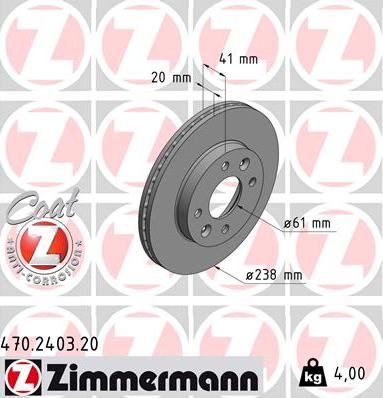 Zimmermann 470.2403.20 - Brake Disc autospares.lv