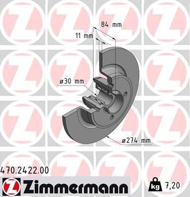 Zimmermann 470.2422.00 - Brake Disc autospares.lv