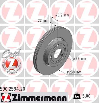 Zimmermann 590.2594.20 - Brake Disc autospares.lv