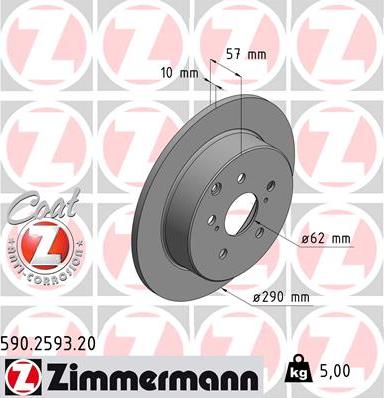 Zimmermann 590.2593.20 - Brake Disc autospares.lv