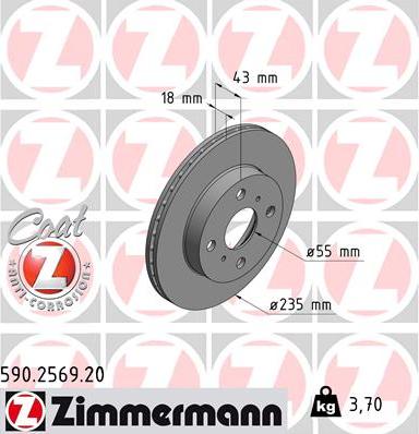 Zimmermann 590.2569.20 - Brake Disc autospares.lv
