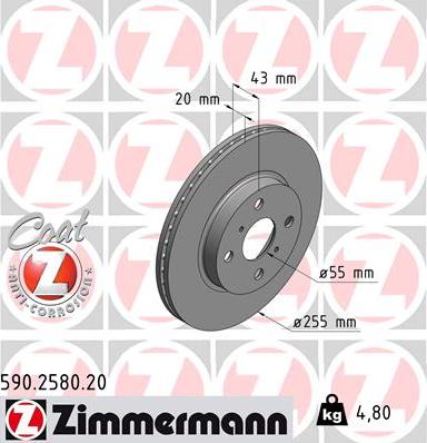 Zimmermann 590.2580.20 - Brake Disc autospares.lv