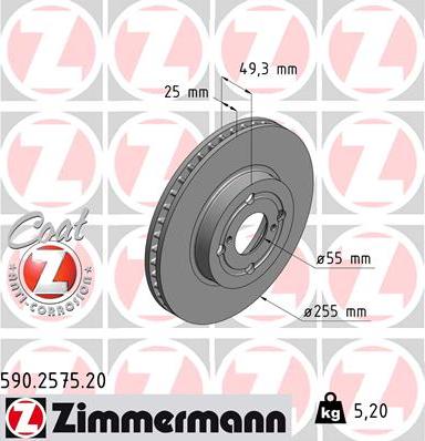 Zimmermann 590.2575.20 - Brake Disc autospares.lv