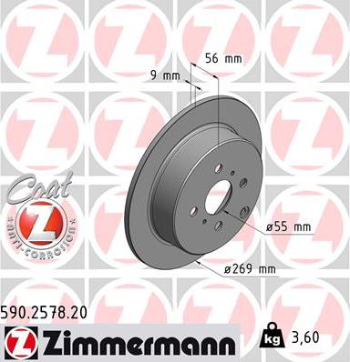 Zimmermann 590.2578.20 - Brake Disc autospares.lv