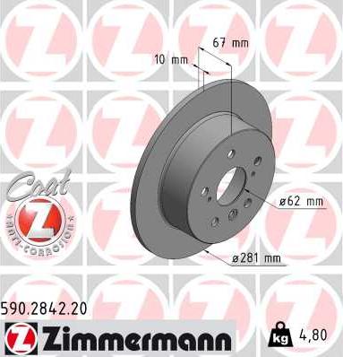 Zimmermann 590.2842.20 - Brake Disc autospares.lv