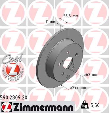 Zimmermann 590.2809.20 - Brake Disc autospares.lv