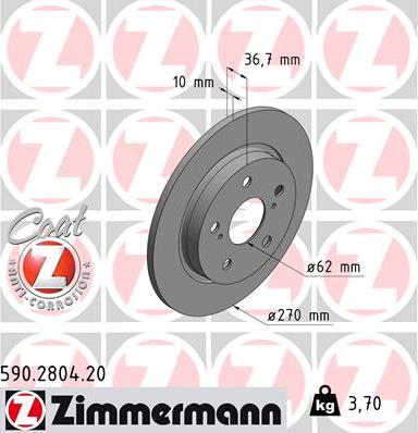 Zimmermann 590.2804.20 - Brake Disc autospares.lv