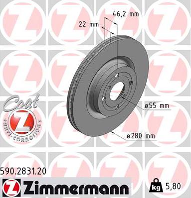 Zimmermann 590.2831.20 - Brake Disc autospares.lv