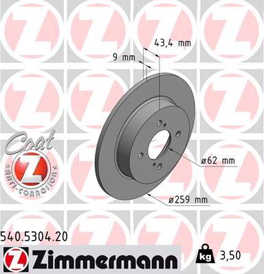 Zimmermann 540.5304.20 - Brake Disc autospares.lv