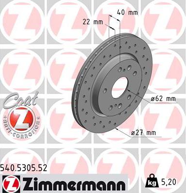 Zimmermann 540.5305.52 - Brake Disc autospares.lv