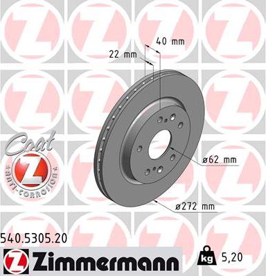 Zimmermann 540.5305.20 - Brake Disc autospares.lv