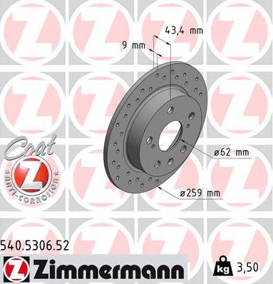 Zimmermann 540.5306.52 - Brake Disc autospares.lv