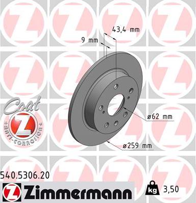 Zimmermann 540.5306.20 - Brake Disc autospares.lv