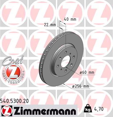 Zimmermann 540.5300.20 - Brake Disc autospares.lv