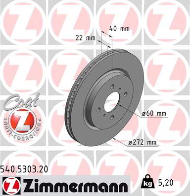 Zimmermann 540.5303.20 - Brake Disc autospares.lv