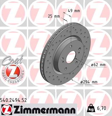 Zimmermann 540.2494.52 - Brake Disc autospares.lv