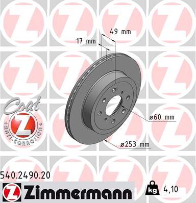 Zimmermann 540.2490.20 - Brake Disc autospares.lv