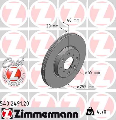 Zimmermann 540.2491.20 - Brake Disc autospares.lv