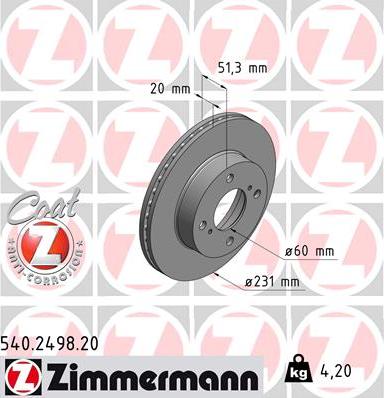Zimmermann 540.2498.20 - Brake Disc autospares.lv