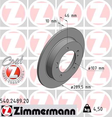 Zimmermann 540.2489.20 - Brake Disc autospares.lv