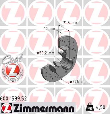 Zimmermann 600.1599.52 - Brake Disc autospares.lv