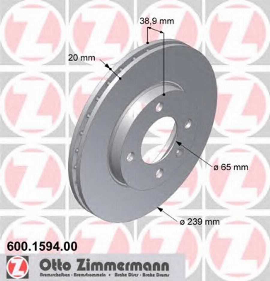 Zimmermann 600 1594 00 - Brake Disc autospares.lv