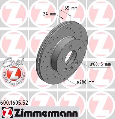 Zimmermann 600.1605.52 - Brake Disc autospares.lv