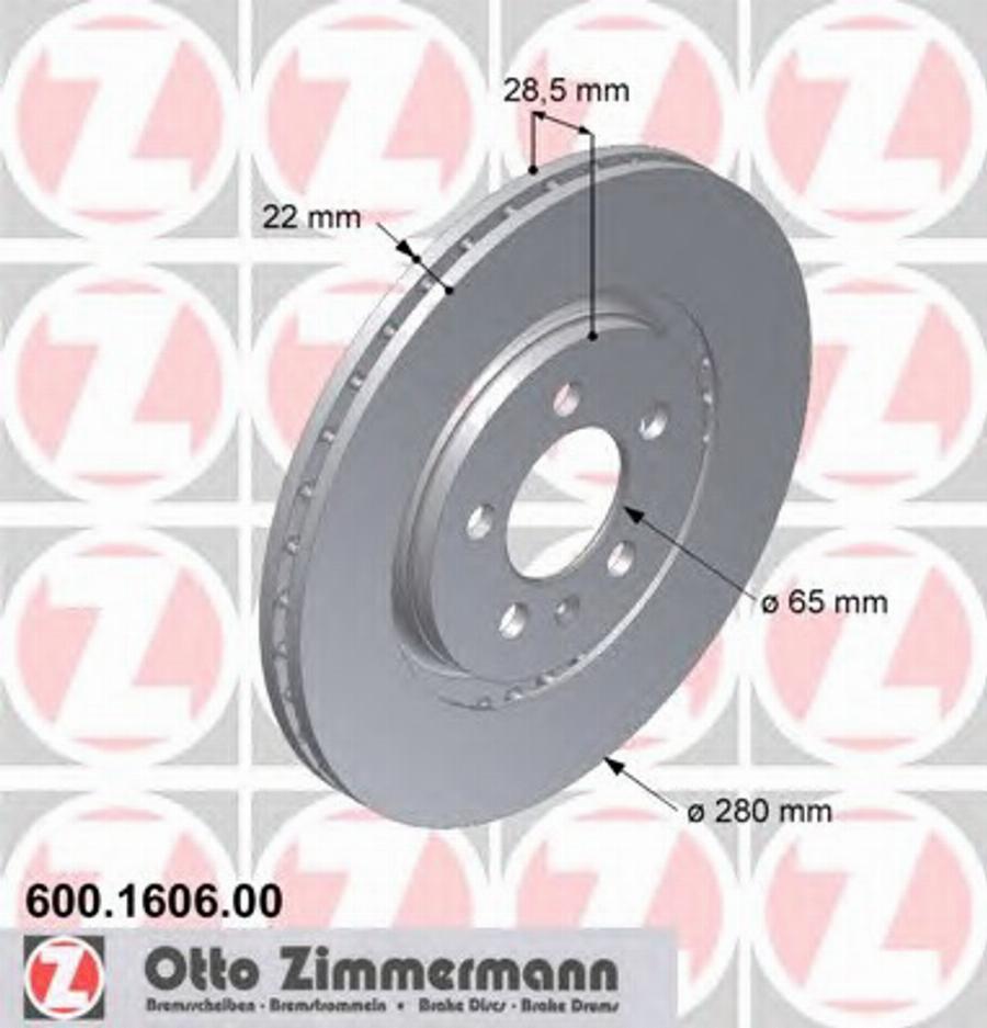 Zimmermann 600 1606 00 - Brake Disc autospares.lv